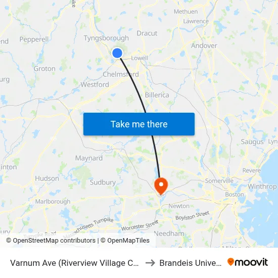 Varnum Ave (Riverview Village Condos) to Brandeis University map