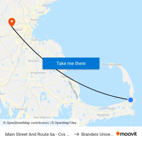 Main Street And Route 6a - Cvs Orleans to Brandeis University map