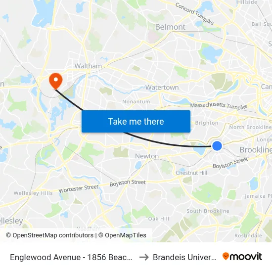Englewood Avenue - 1856 Beacon St to Brandeis University map