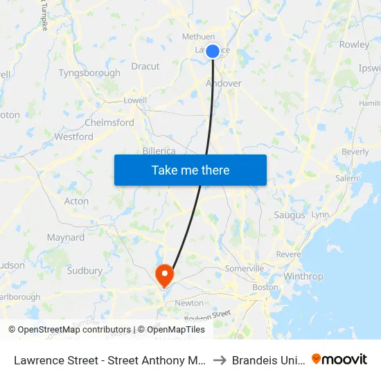 Lawrence Street - Street Anthony Maronite Church to Brandeis University map
