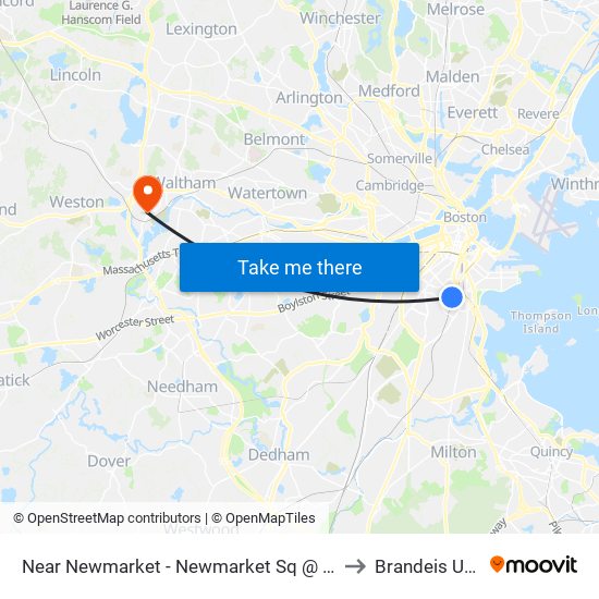 Near Newmarket - Newmarket Sq @ Massachusetts Ave to Brandeis University map