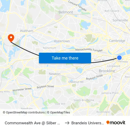 Commonwealth Ave @ Silber Way to Brandeis University map