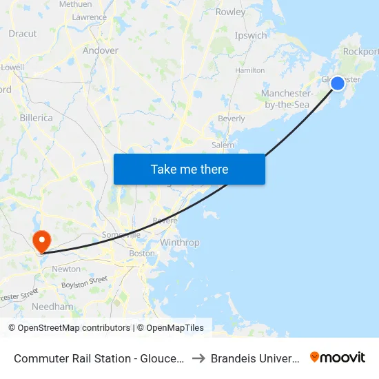 Commuter Rail Station - Gloucester to Brandeis University map