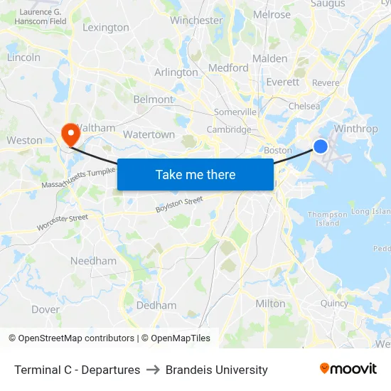 Terminal C - Departures to Brandeis University map