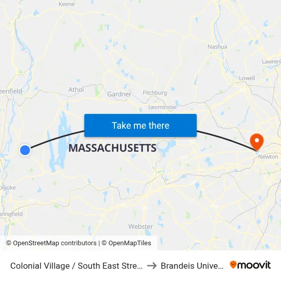 Colonial Village / South East Street (W) to Brandeis University map