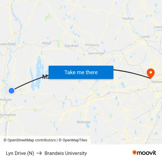 Lyn Drive (N) to Brandeis University map