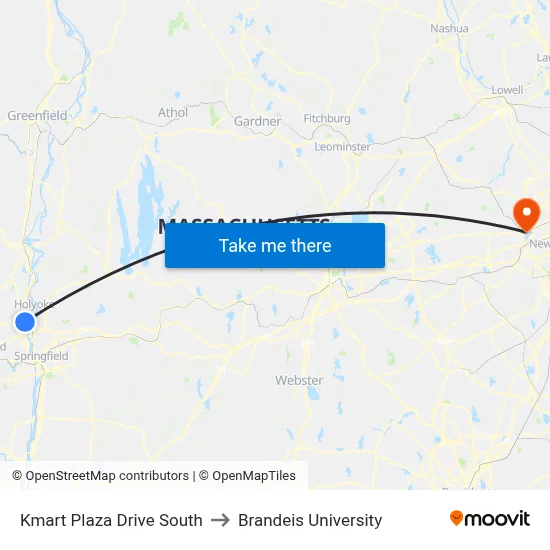 Kmart Plaza Drive South to Brandeis University map