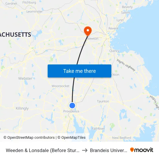 Weeden & Lonsdale (Before Sturman) to Brandeis University map