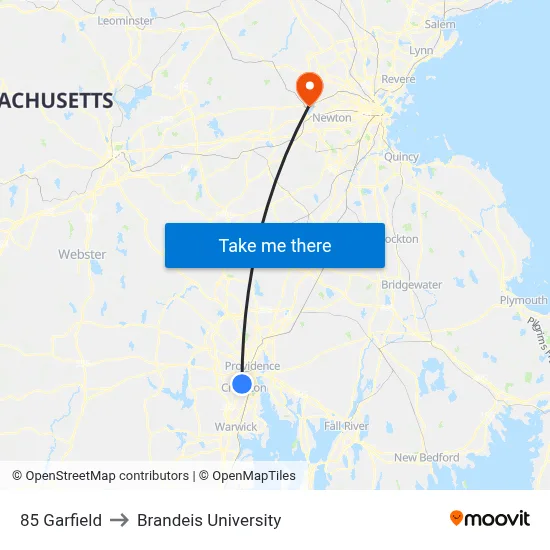85 Garfield to Brandeis University map