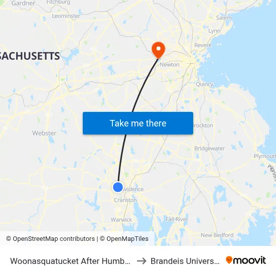 Woonasquatucket After Humbert to Brandeis University map