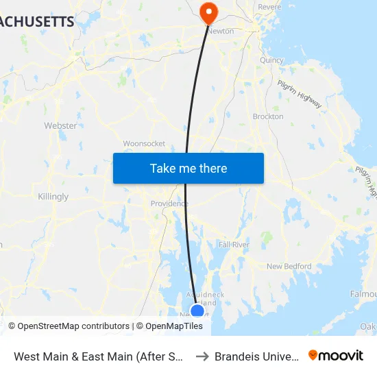 West Main & East Main (After Smythe) to Brandeis University map