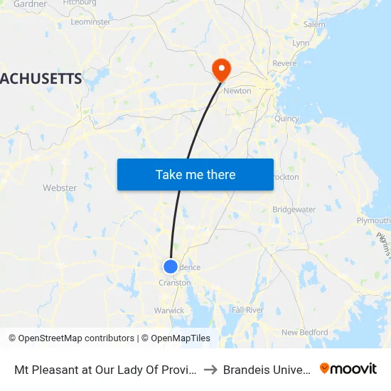 Mt Pleasant at Our Lady Of Providence to Brandeis University map