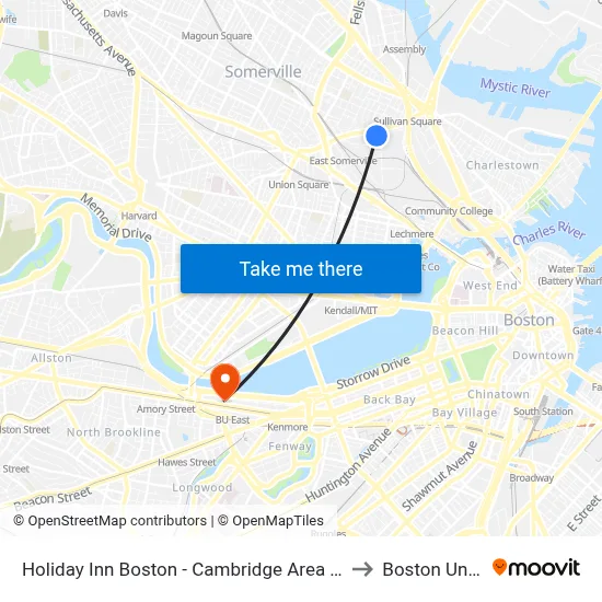 Holiday Inn Boston - Cambridge Area by IHG, Somerville to Boston University map