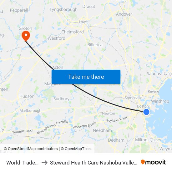 World Trade Center to Steward Health Care Nashoba Valley Medical Center map