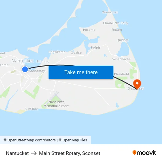 Nantucket to Main Street Rotary, Sconset map