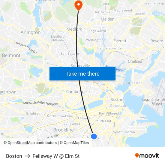 Boston to Fellsway W @ Elm St map