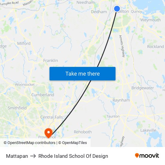 Mattapan to Rhode Island School Of Design map