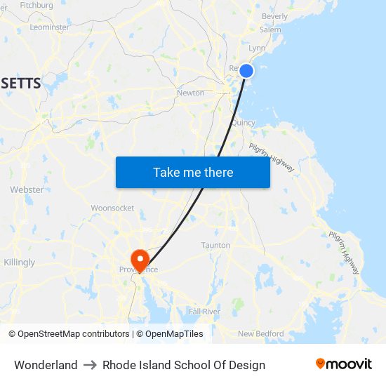 Wonderland to Rhode Island School Of Design map