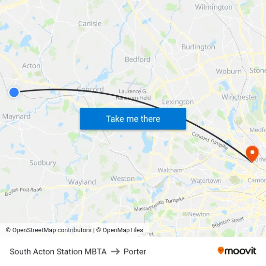 South Acton Station MBTA to Porter map