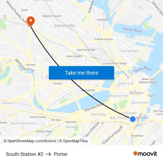 South Station #2 to Porter map