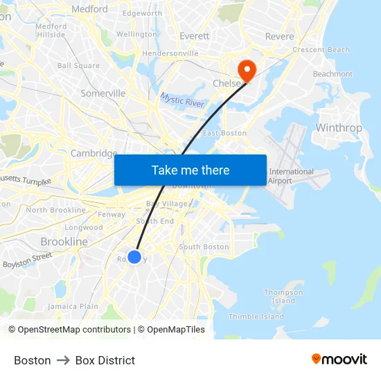 Boston to Box District map