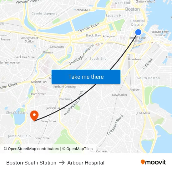 Boston-South Station to Arbour Hospital map