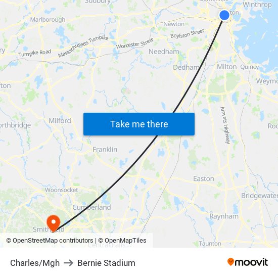 Charles/Mgh to Bernie Stadium map