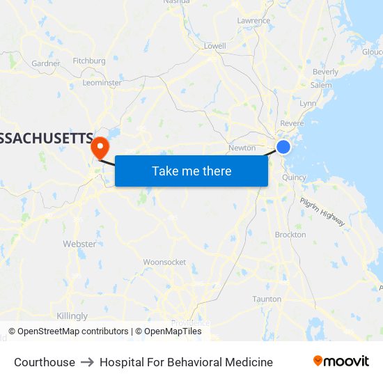 Courthouse to Hospital For Behavioral Medicine map