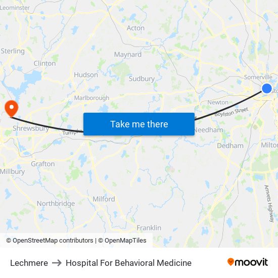 Lechmere to Hospital For Behavioral Medicine map