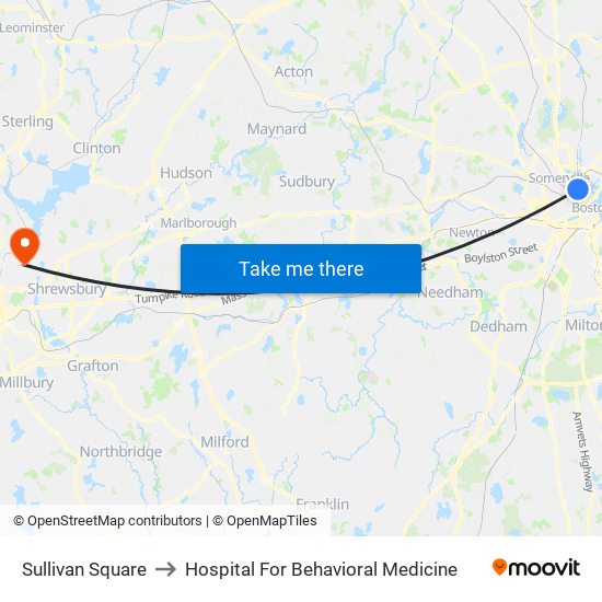 Sullivan Square to Hospital For Behavioral Medicine map