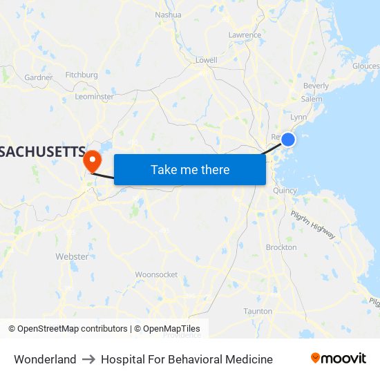 Wonderland to Hospital For Behavioral Medicine map