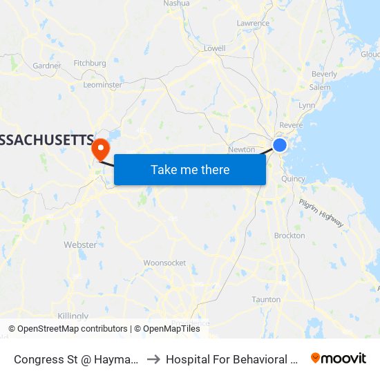 Congress St @ Haymarket Sta to Hospital For Behavioral Medicine map