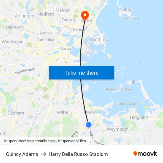 Quincy Adams to Harry Della Russo Stadium map