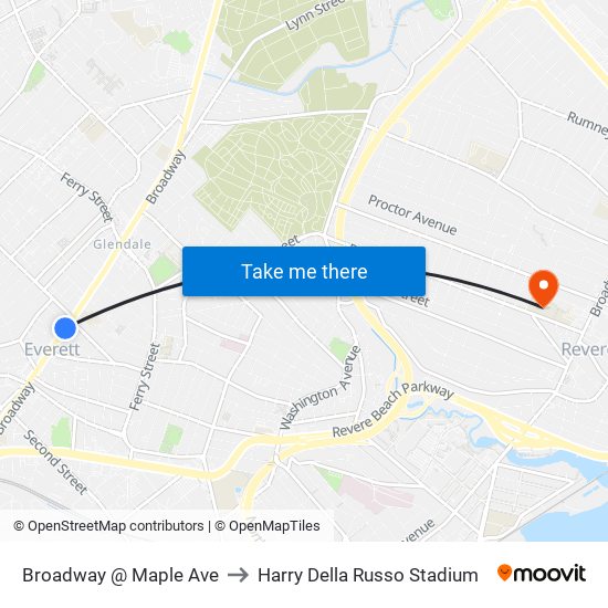 Broadway @ Maple Ave to Harry Della Russo Stadium map