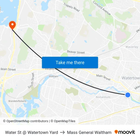 Technology Way @ Watertown Yard to Mass General Waltham map