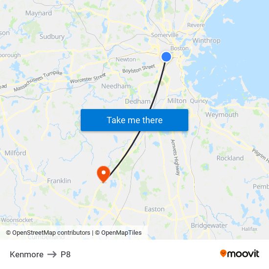 Kenmore to P8 map