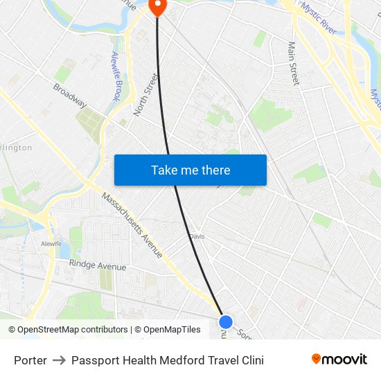 Porter to Passport Health Medford Travel Clini map