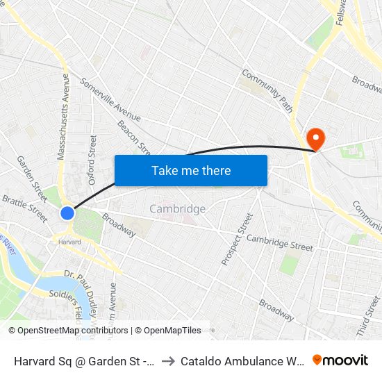 Harvard Sq @ Garden St - Dawes Island to Cataldo Ambulance Washington St map