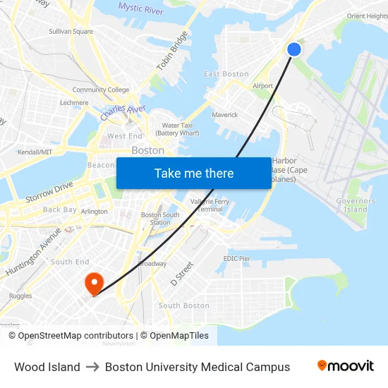 Wood Island to Boston University Medical Campus map
