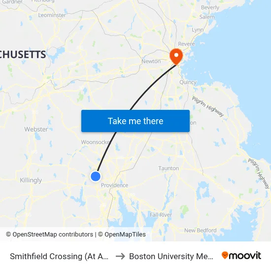 Smithfield Crossing (At American Eagle) to Boston University Medical Campus map