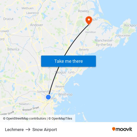 Lechmere to Snow Airport map