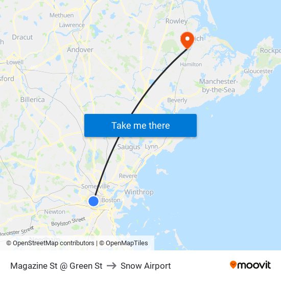 Magazine St @ Green St to Snow Airport map