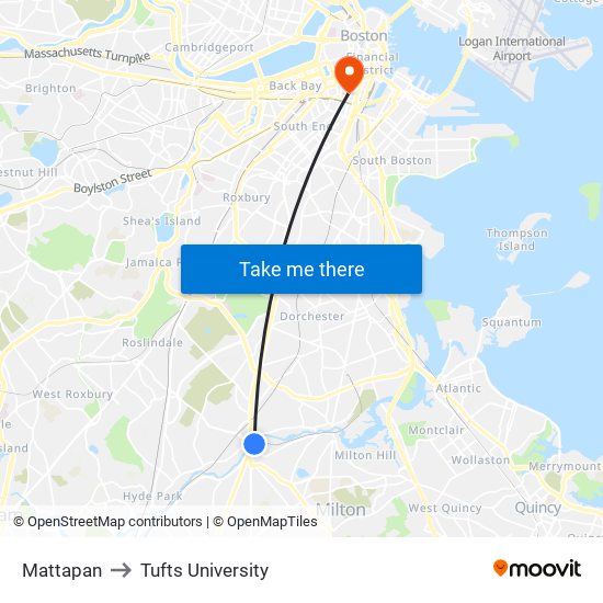 Mattapan to Tufts University map
