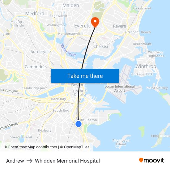 Andrew to Whidden Memorial Hospital map