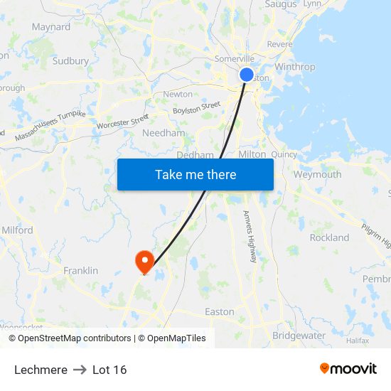 Lechmere to Lot 16 map