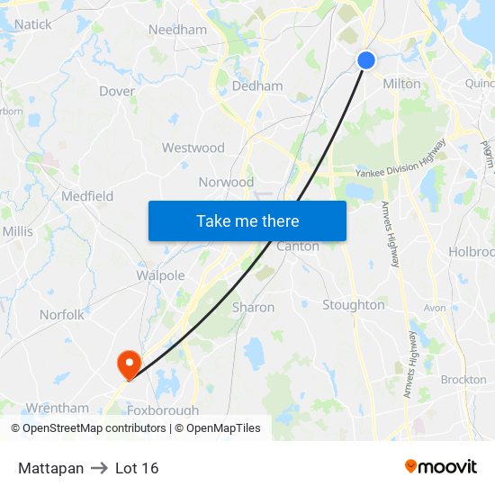 Mattapan to Lot 16 map