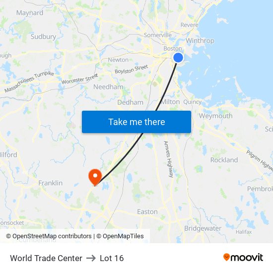 World Trade Center to Lot 16 map