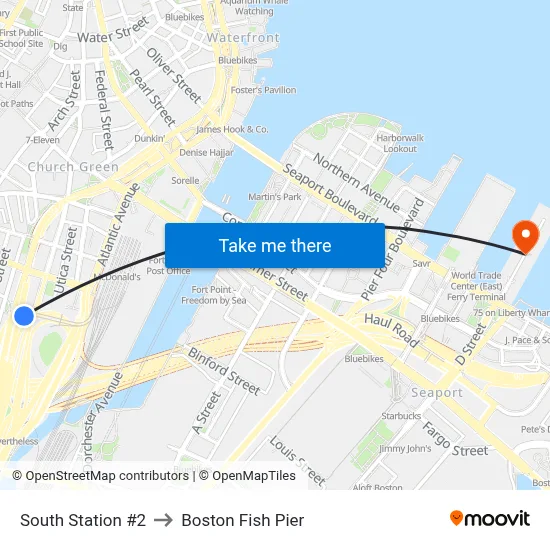 South Station #2 to Boston Fish Pier map