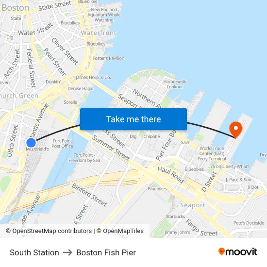 South Station to Boston Fish Pier map