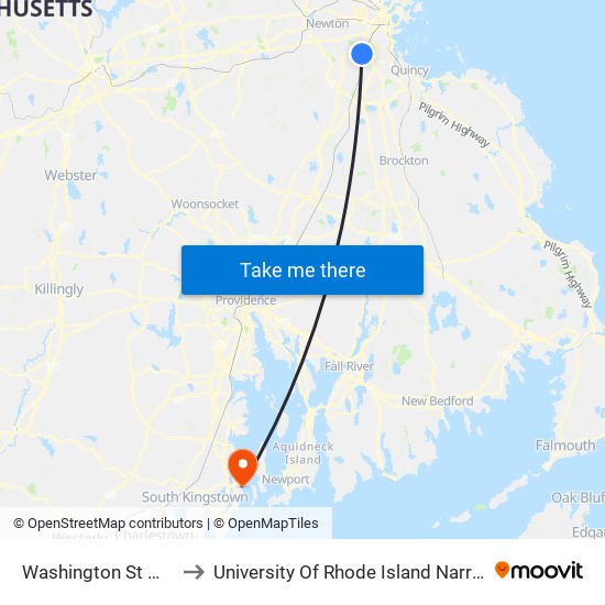Washington St @ Archdale Rd to University Of Rhode Island Narragansett Bay Campus map
